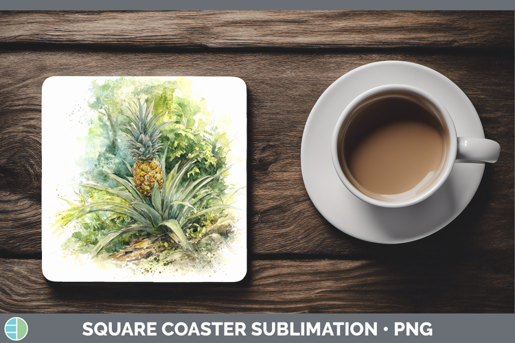 Pineapple Fruit Sketch Square Coaster Sublimation Design