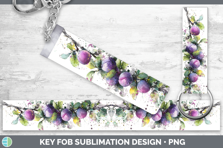 Plum Fruit Sketch Key Fob Sublimation Design