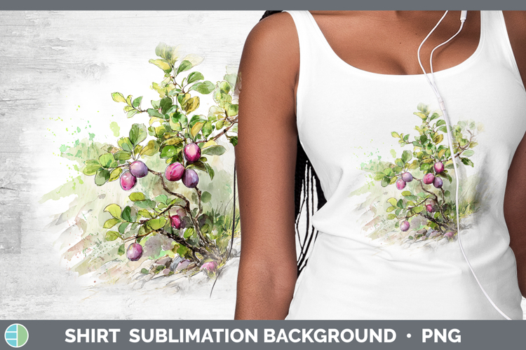 Plum Fruit Sketch Shirt Sublimation Design