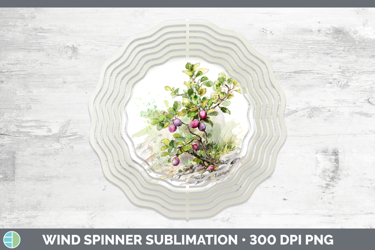 Plum Fruit Sketch Wind Spinner Sublimation Design