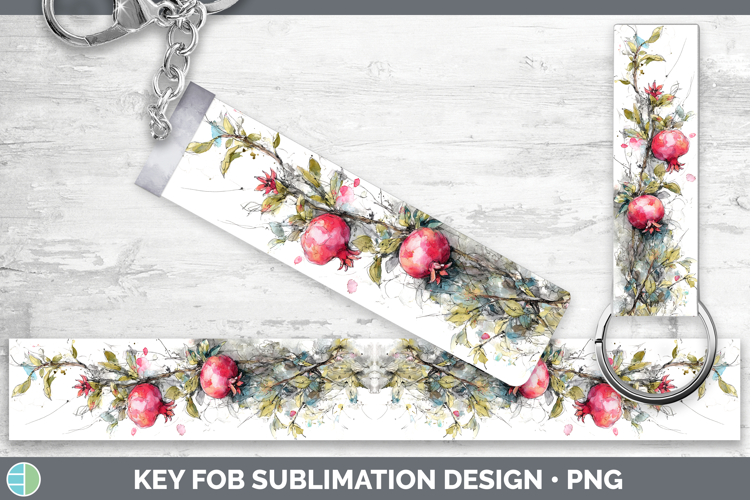 Pomegranate Fruit Sketch Key Fob Sublimation Design