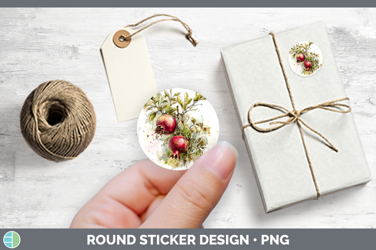 Pomegranate Fruit Sketch Stickers Design