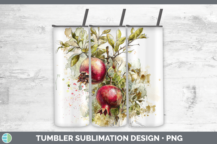 Pomegranate Fruit Sketch Tumbler Sublimation Design