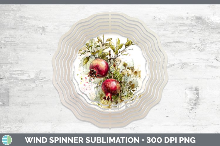 Pomegranate Fruit Sketch Wind Spinner Sublimation Design