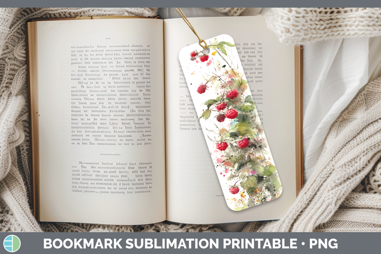 Raspberries Fruit Sketch Bookmark Sublimation Design