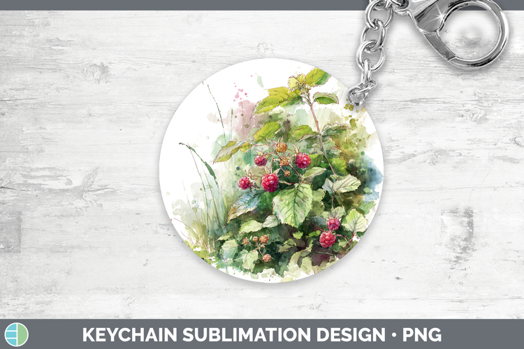 Raspberries Fruit Sketch Keychain Sublimation Design