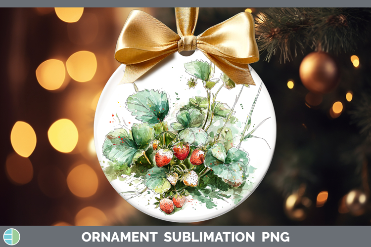 Strawberries Fruit Sketch Ornament Sublimation Design