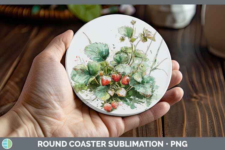 GorgeousFruit Sketch Round Coaster design.