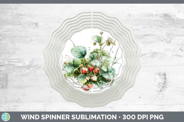 Strawberries Fruit Sketch Wind Spinner Sublimation Design