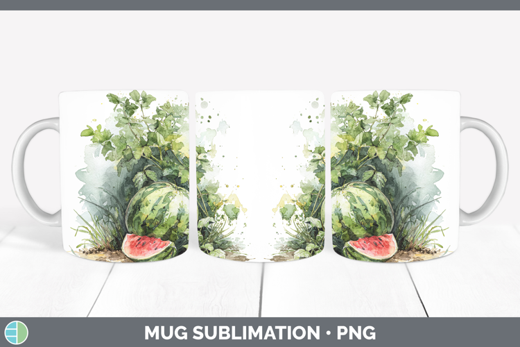 Watermelon Fruit Sketch Mug Wrap Sublimation Design