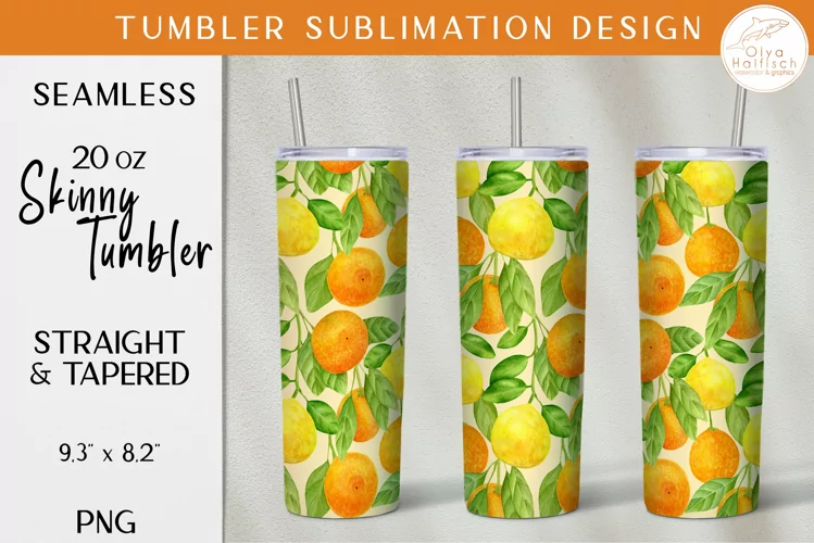 Citrus Tumbler Design. Fruit 20oz Skinny Tumbler Sublimation