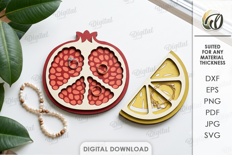 Pomegranate and Lemon Trinket Dishes Laser Cut