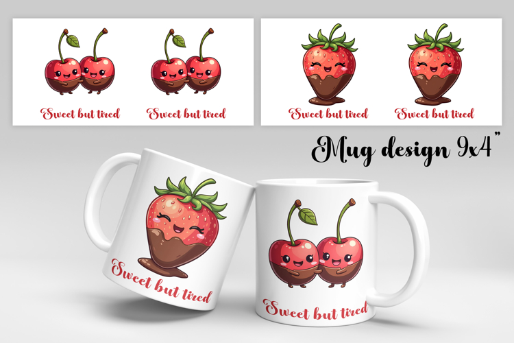 Chocolate fruit mug wrap | Strawberry mug design PNG