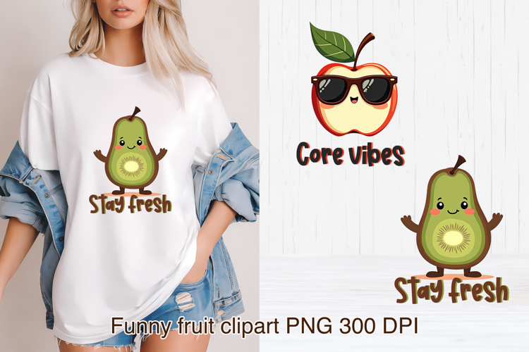 Groovy fruit sublimation | Retro fruit clipart PNG