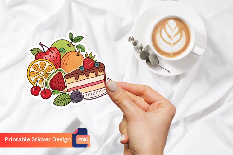 Fruits And Cake Sticker, Delicious Cake Sticker