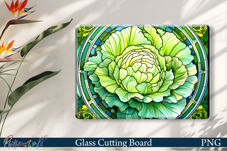 Glass Cutting Board Design | Stained Glass cabbage example image 1