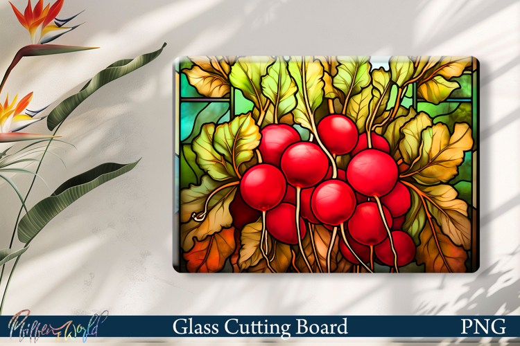 Glass Cutting Board Design | Stained Glass radish example image 1