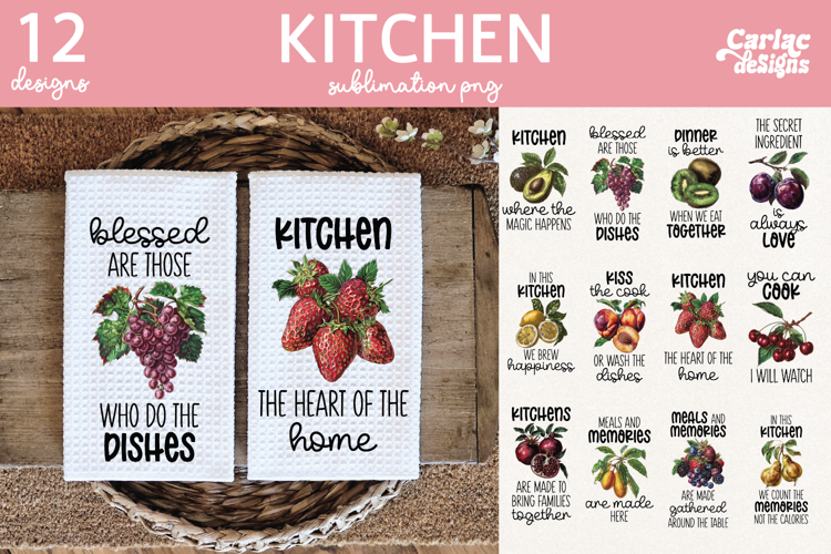 Fruits Kitchen Towel Sublimation, Farmhouse Kitchen Towel