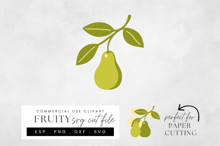 Pear SVG Cut File, Layered Fruit Papercraft Design for Cards