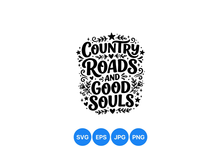 Rustic Country Roads Hand Drawn Typography Design