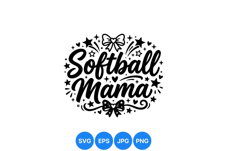 Softball Mama Hand Lettered SVG Clipart Design