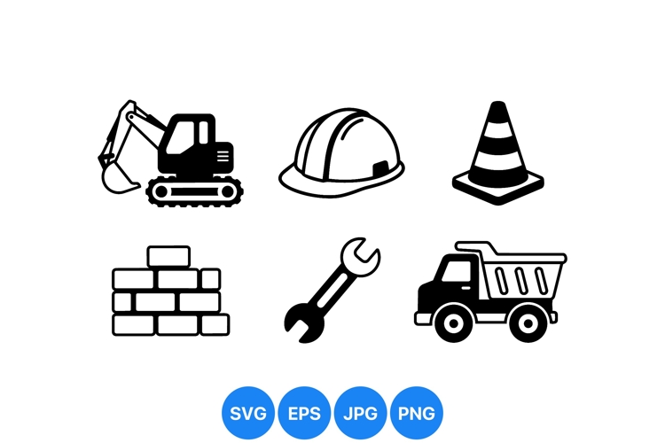 Construction Equipment Vector Icons For Projects