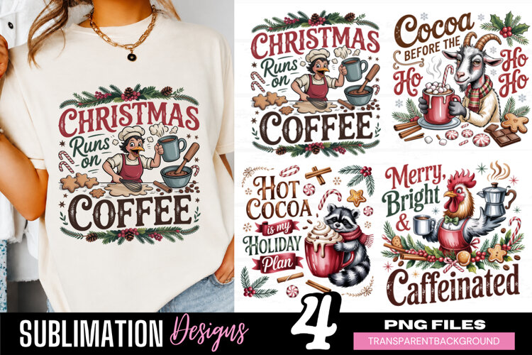Christmas Runs on Coffee christmas coffee, christmas caffein example image 1