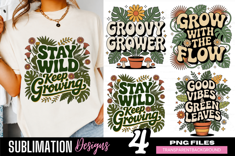 groovy grower png, grow with the flow, stay wild grow, plant