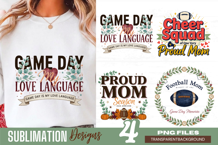 game day is my love language, football mom png, sports mom
