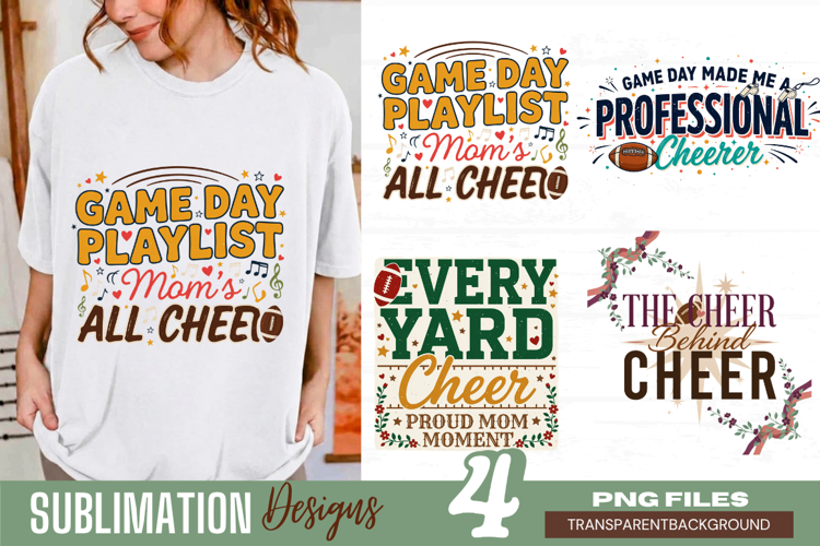 game day playlist all cheer, football mom png, sports mom pn