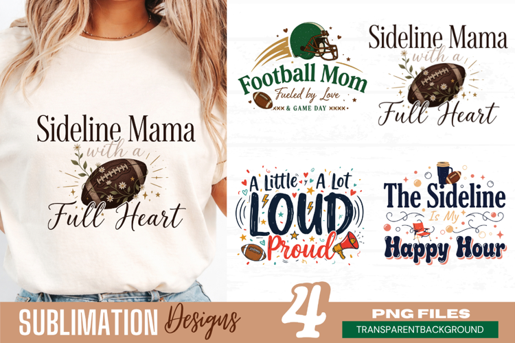 sideline mama full heart, football mom png, sports mom png,