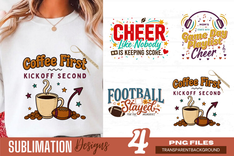 coffee first kickoff second, football mom png, sports mom example image 1