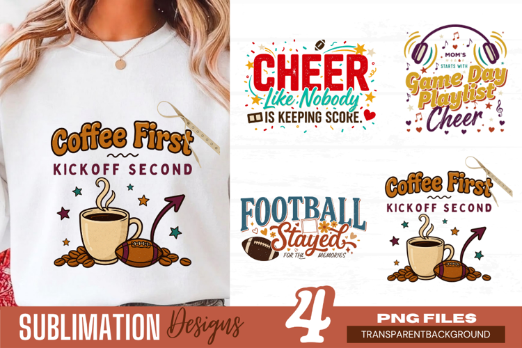coffee first kickoff second, football mom png, sports mom