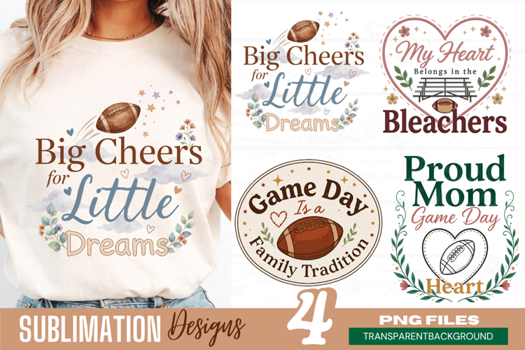 big cheers for little dreams, football mom png, sports mom
