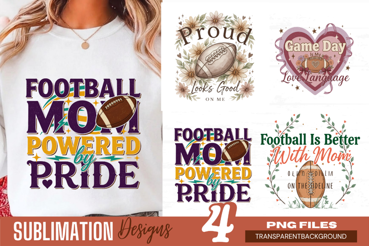 football mom powered by pride, football mom png, sports mom