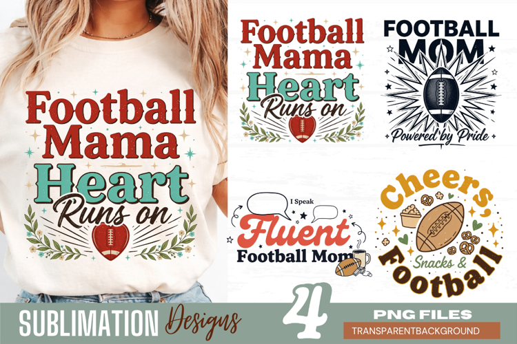 football mama heart runs on, football mom png, sports mom