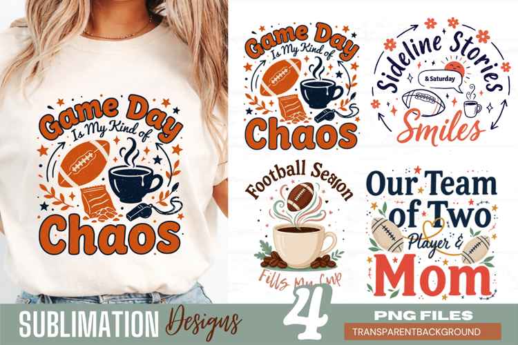 game day is my kind of chaos, football mom png, sports mom