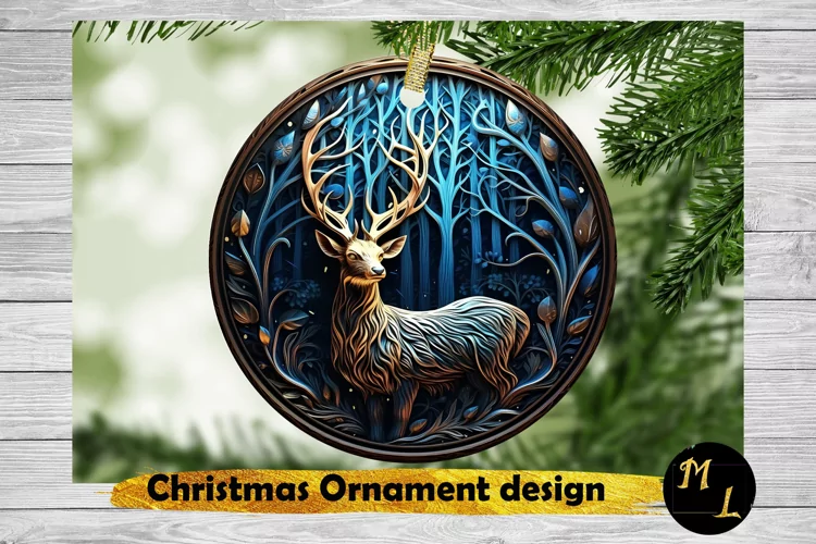 3d Deer Christmas Ornament,Ornament Sublimation design