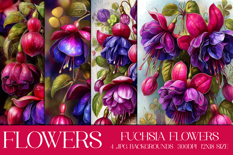 Floral Backgrounds, 12x18 Fuchsia Flower Backgrounds, s1