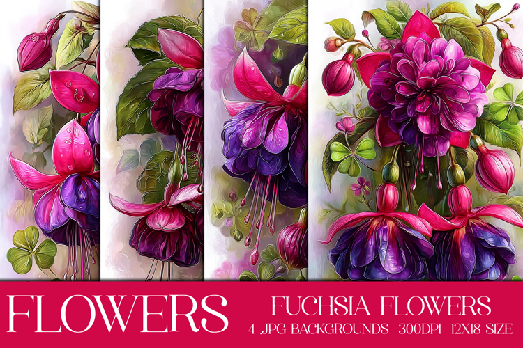 Floral Backgrounds, 12x18 Fuchsia Flower Backgrounds, s2