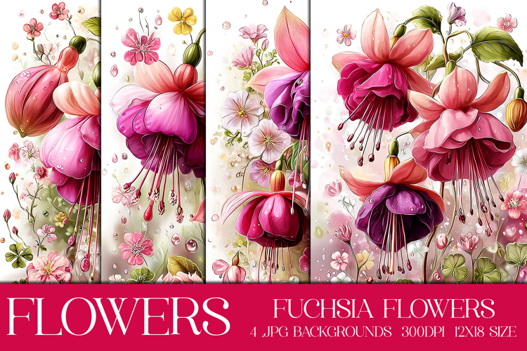 Floral Backgrounds, 12x18 Fuchsia Flower Backgrounds, s3