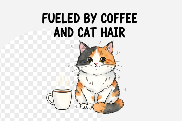Fueled by coffee and cat hair png
