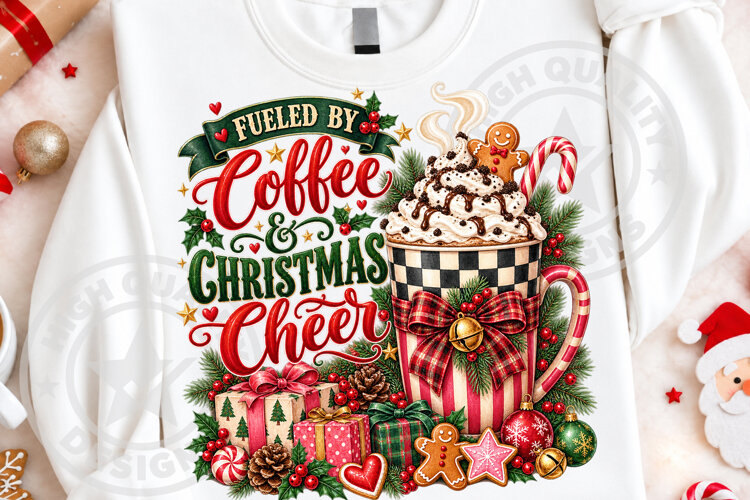 Fueled by Coffee and Christmas Cheer PNG example image 1