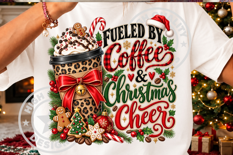 Fueled by Coffee Christmas Cheer PNG