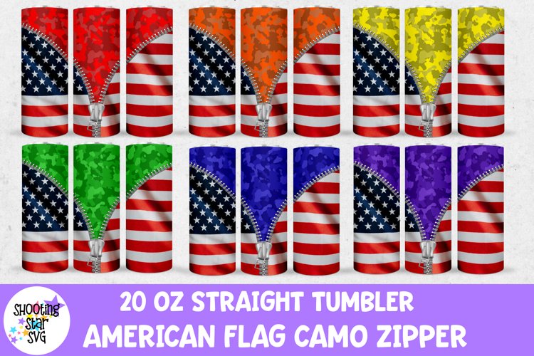 American Flag Color Camouflage Zipper Tumbler Wrap Bundle example image 1