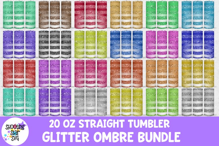 Glitter Ombre Straight Tumbler Wrap Sublimation Bundle example image 1