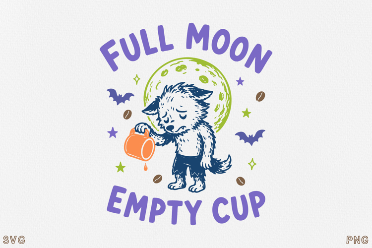 Halloween Werewolf Coffee SVG PNG Full Moon Design
