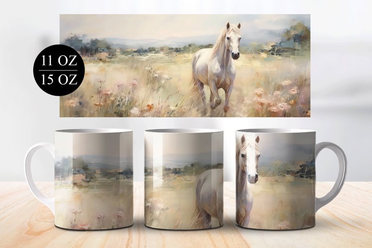 Rustic Equestrian Coffee Mug Wrap Sublimation Design example image 1