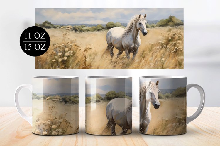 Autumn Horse Coffee Mug Wrap Sublimation Design
