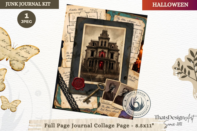 Gothic Haunted House Halloween Junk Journal collage page